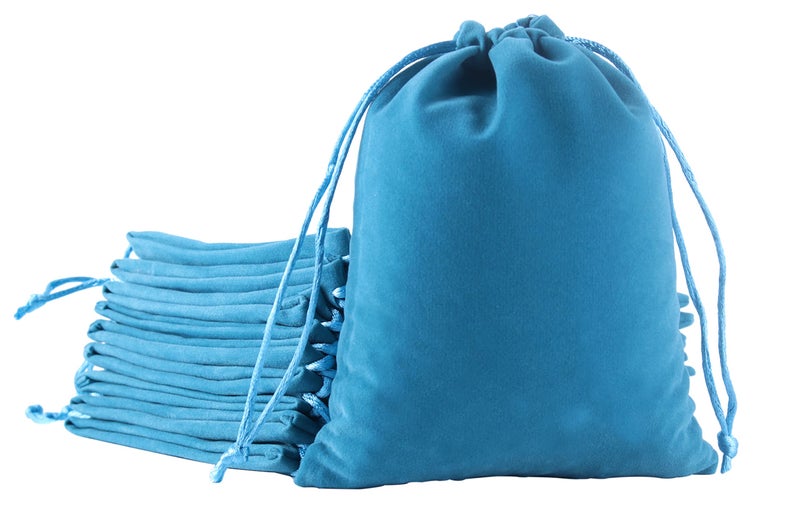 Sansam Small Velvet Gift Bags with Drawstring  20pcs 4.0x4.8 Inch Teal Drawstring Velvet Cloth Jewelry Pouches - Image 1